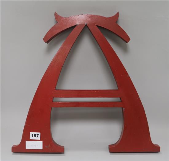 A metal letter A